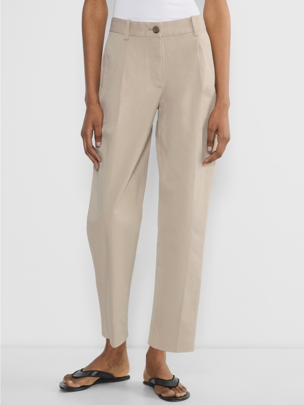 Aritzia Straight-Leg High-Rise Pants - Beige